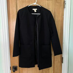 H&M | VINTAGE Ladies Black Textured Mid Length Collarless Blazer Jacket Size 10